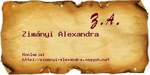 Zimányi Alexandra névjegykártya